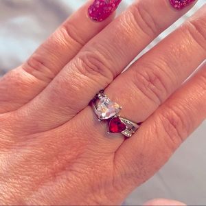 Pink and Red Stone Hearts Ring